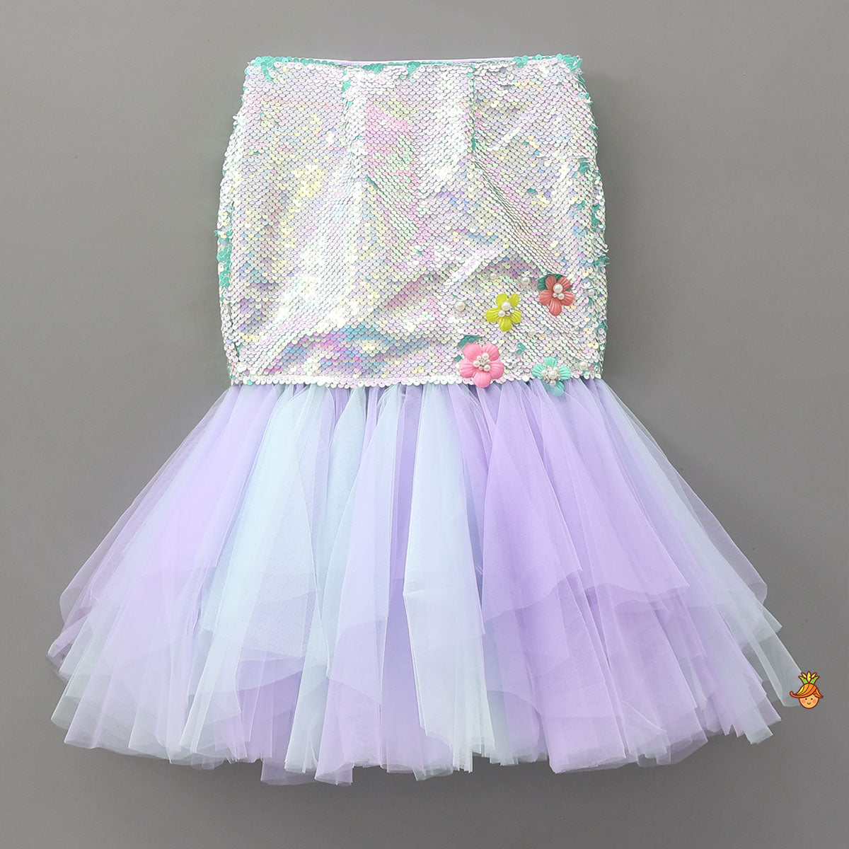 Stunning Top And Reversible Sequin Detail Mermaid-Style Skirt With Ribbon Hairband