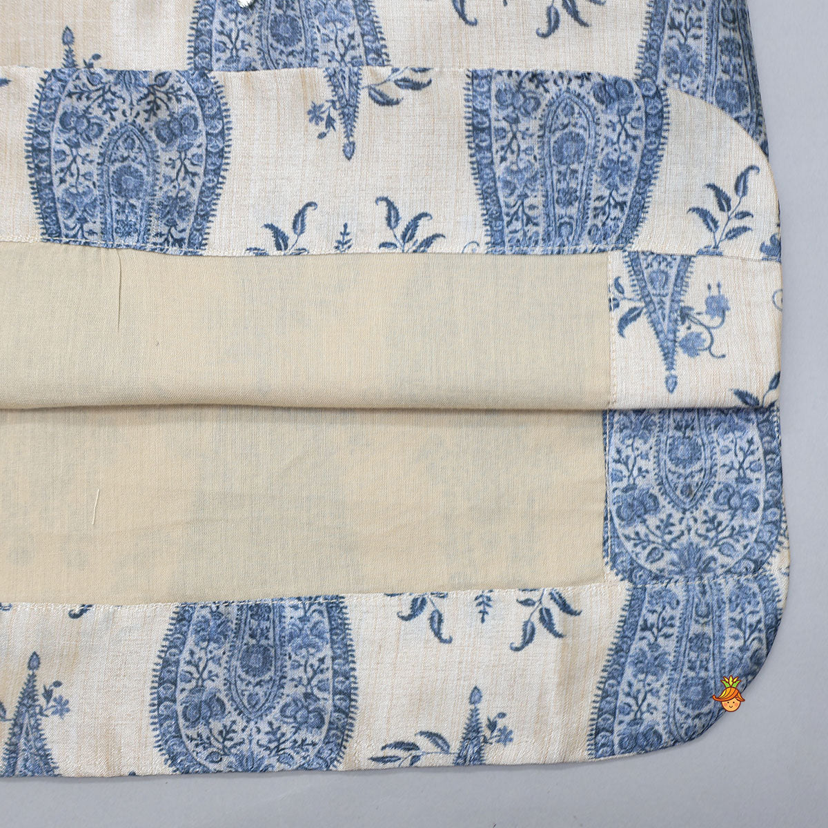 Curved Hem Kurta With Printed Jacket And Pyjama