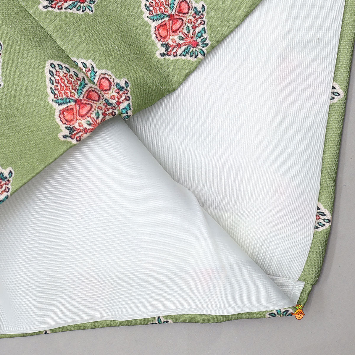 One-Side Embroidered Kurta With Printed Jacket And Pyjama