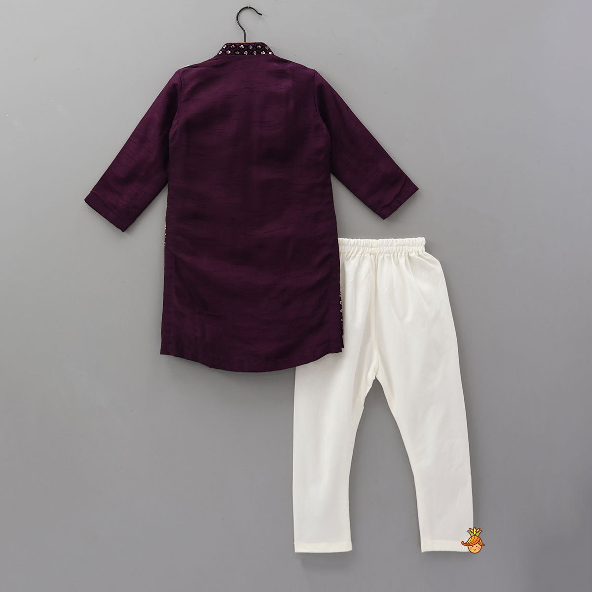 Sequin-Embroidered Flap Ethnic Kurta With Churidar