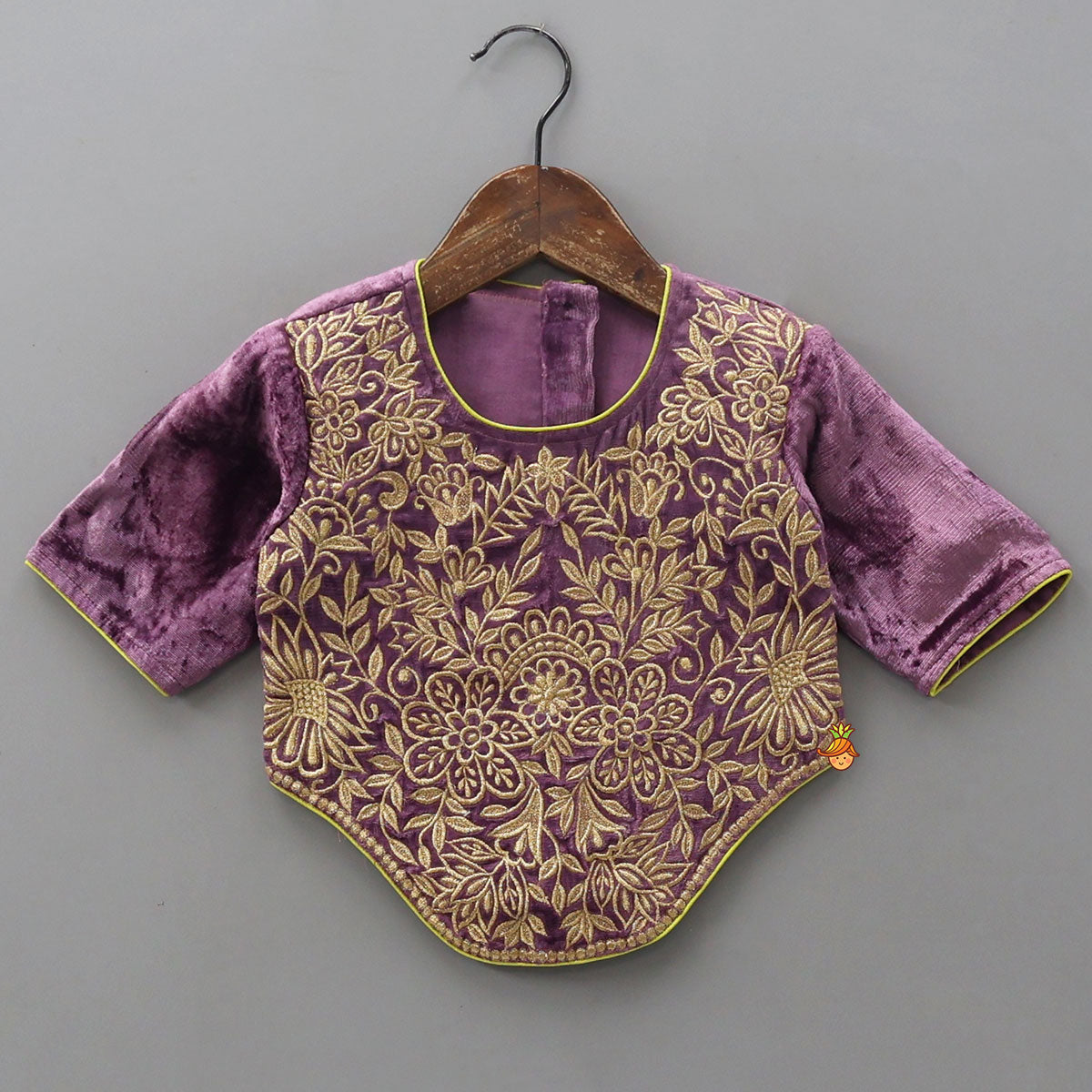 Charming Stylish Embroidered Velvet Top With Matching Lehenga