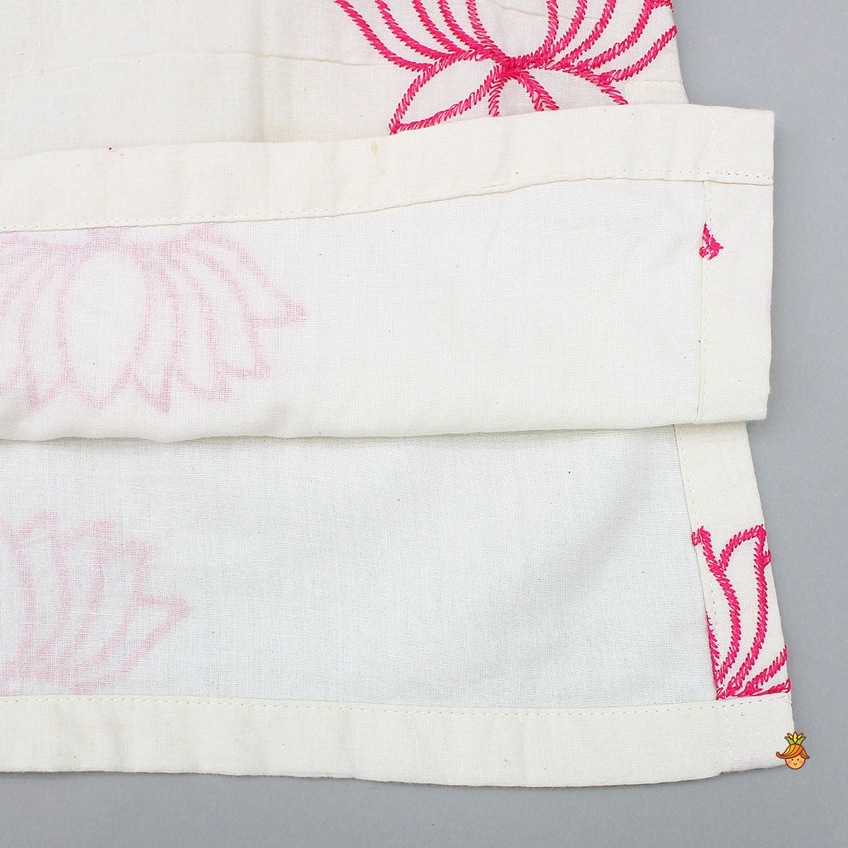 Lotus Motif Embroidered Kurta With Contrasting Jacket And Churidar