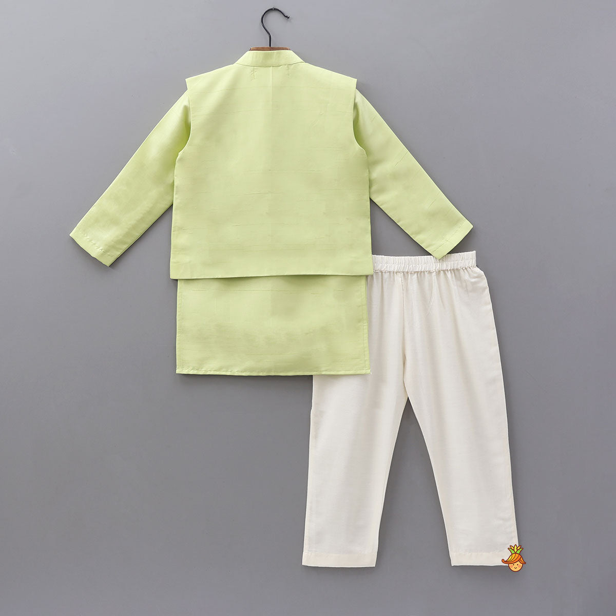 Ethnic Kurta With Beautiful Hand-Embroidered Jacket And Pyjama