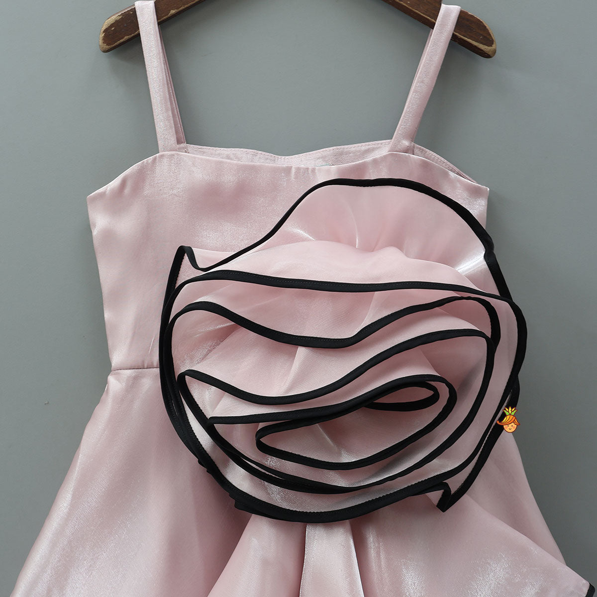 Stylish Sheen Gown With Fabric Flower Enhancement