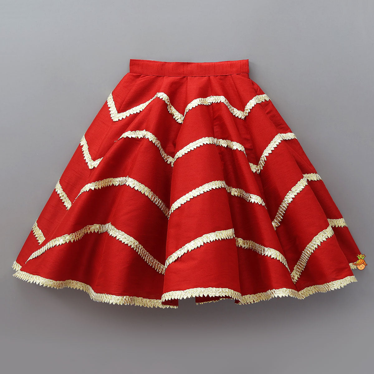 Gorgeous Gota Lace Detail Top And Lehenga With Matching Dupatta