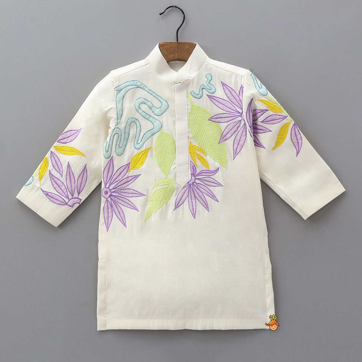 Beautiful Applique Work Kurta With Contrasting Pyjama
