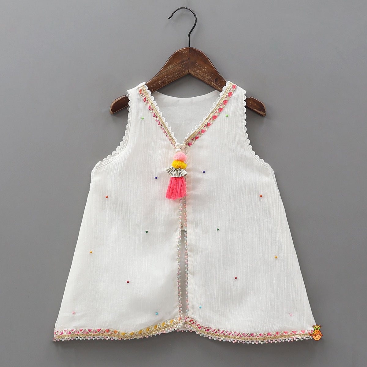 Front Slit Kurti And Matching Flared Sharara With Contrasting Dupatta