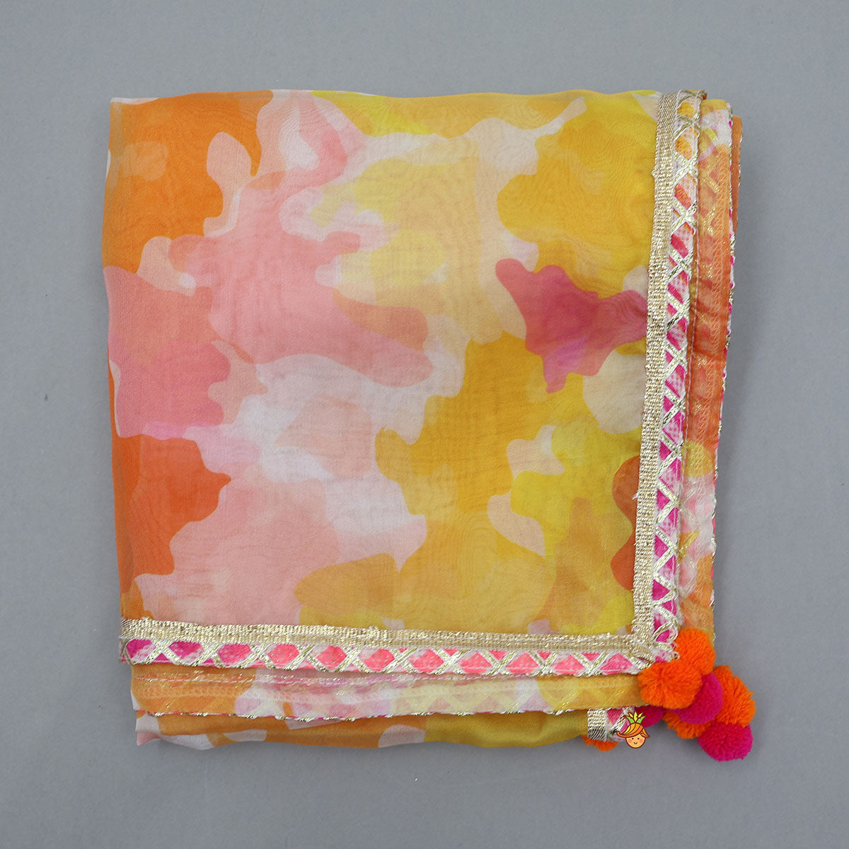 Front Slit Kurti And Matching Flared Sharara With Contrasting Dupatta