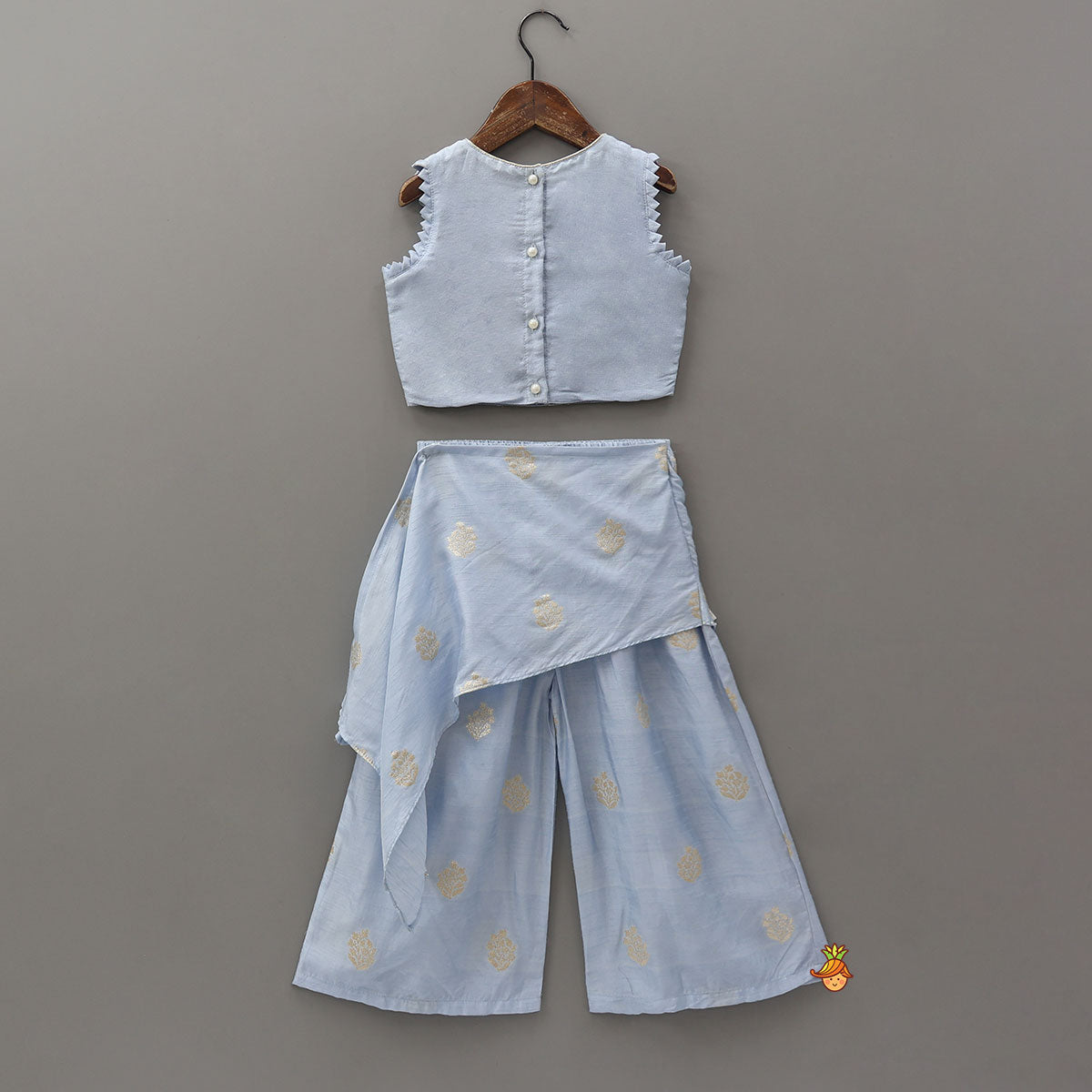 Gota Work Top And Drape-Style Palazzo