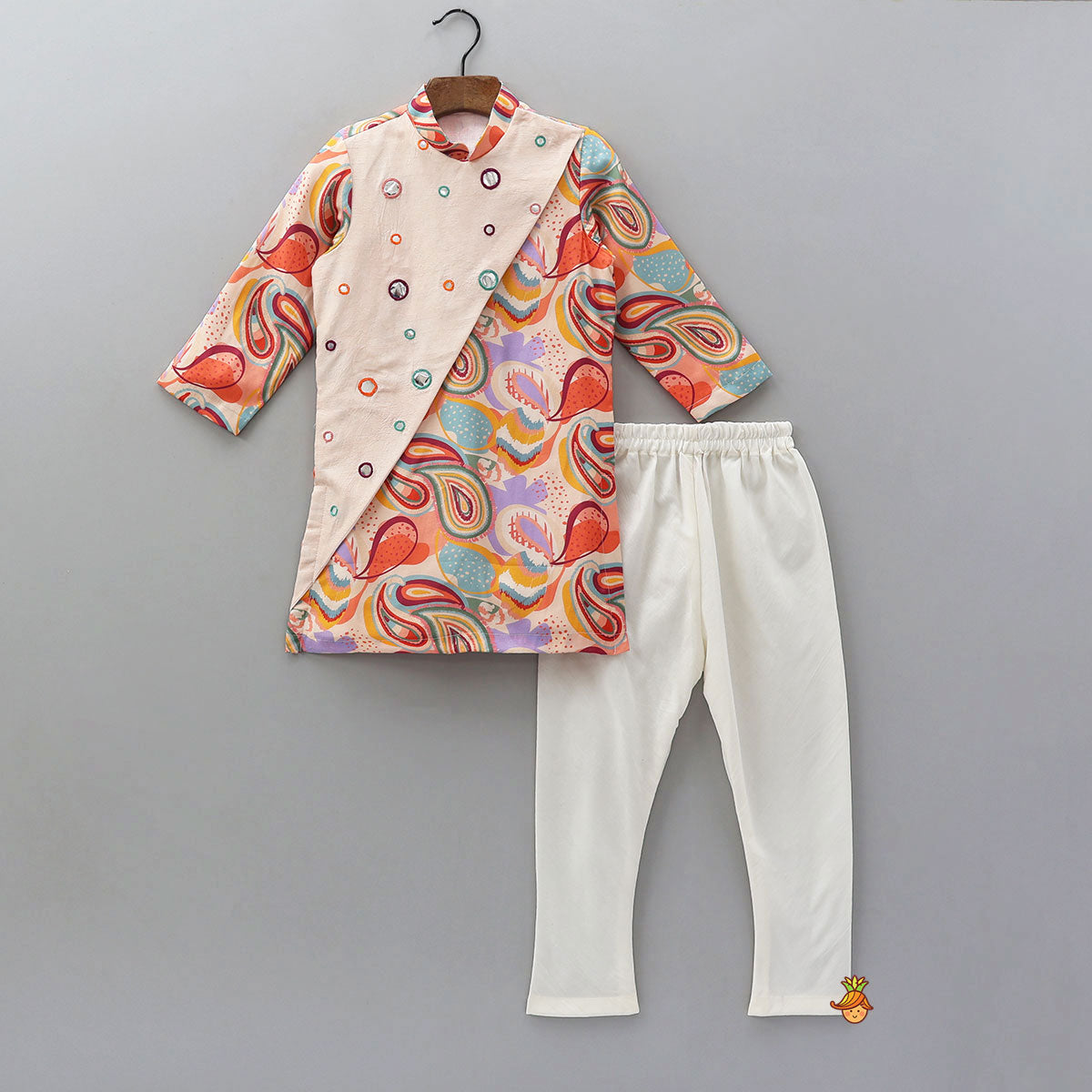 Printed Side-Flap Kurta And Churidar