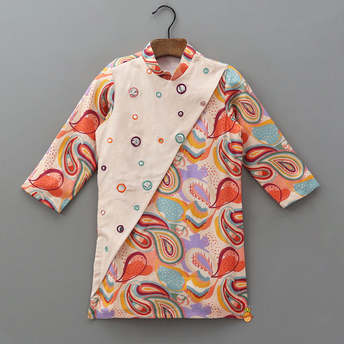 Printed Side-Flap Kurta And Churidar