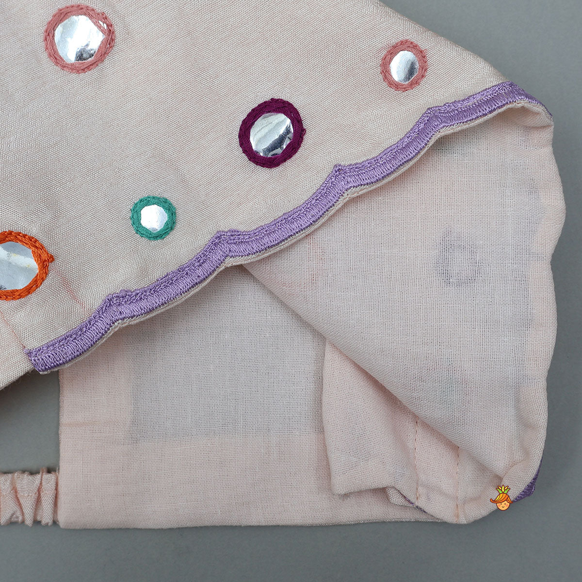 Faux Mirror Work Strappy Top And Printed Lehenga