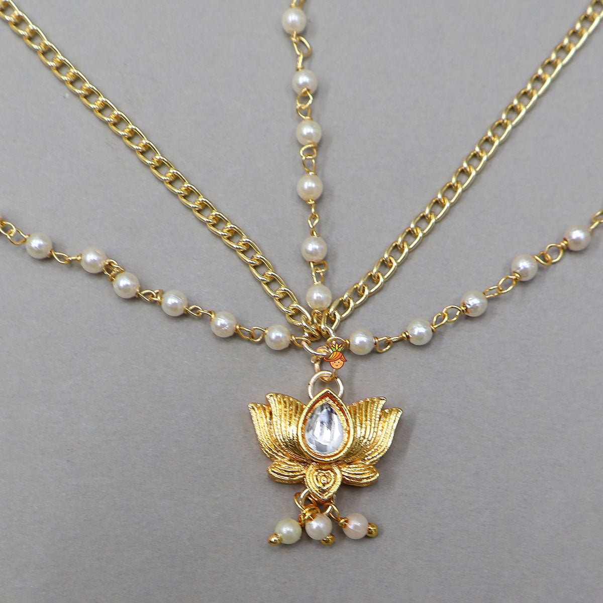 Beautiful Lotus Chain Maang Tikka