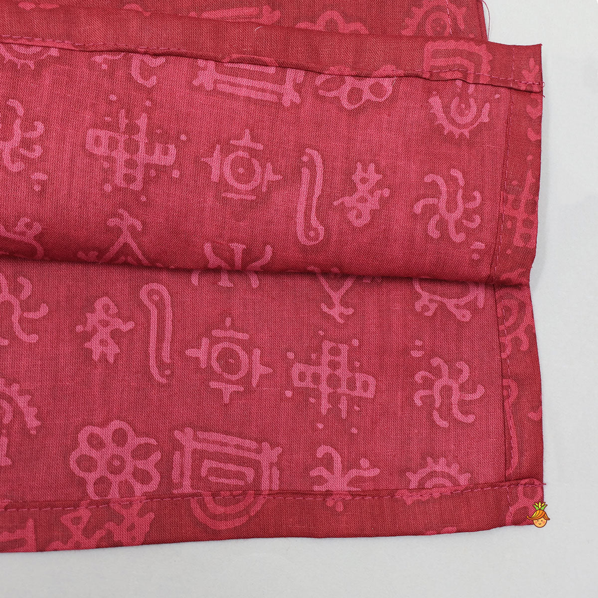 Heart-Shaped Printed Yoke Cotton Kurta With Pyjama