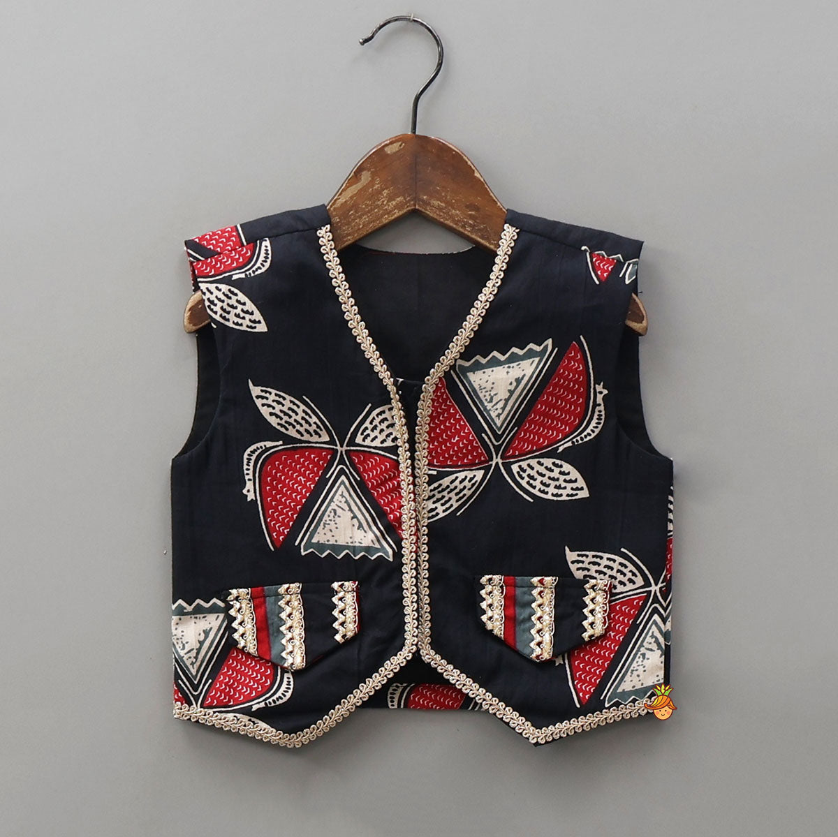 Faux Pocket Printed Top And Lehenga