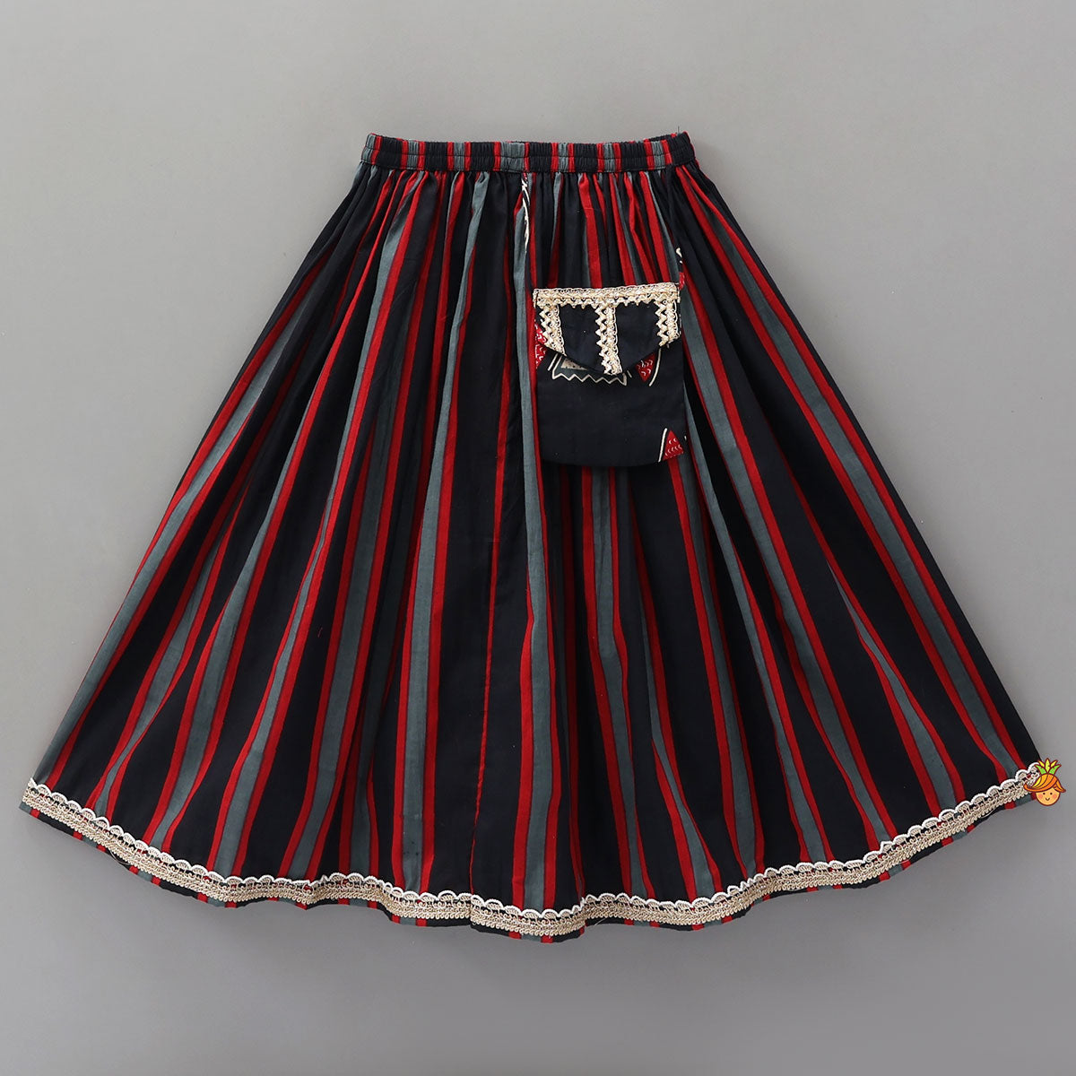 Faux Pocket Printed Top And Lehenga