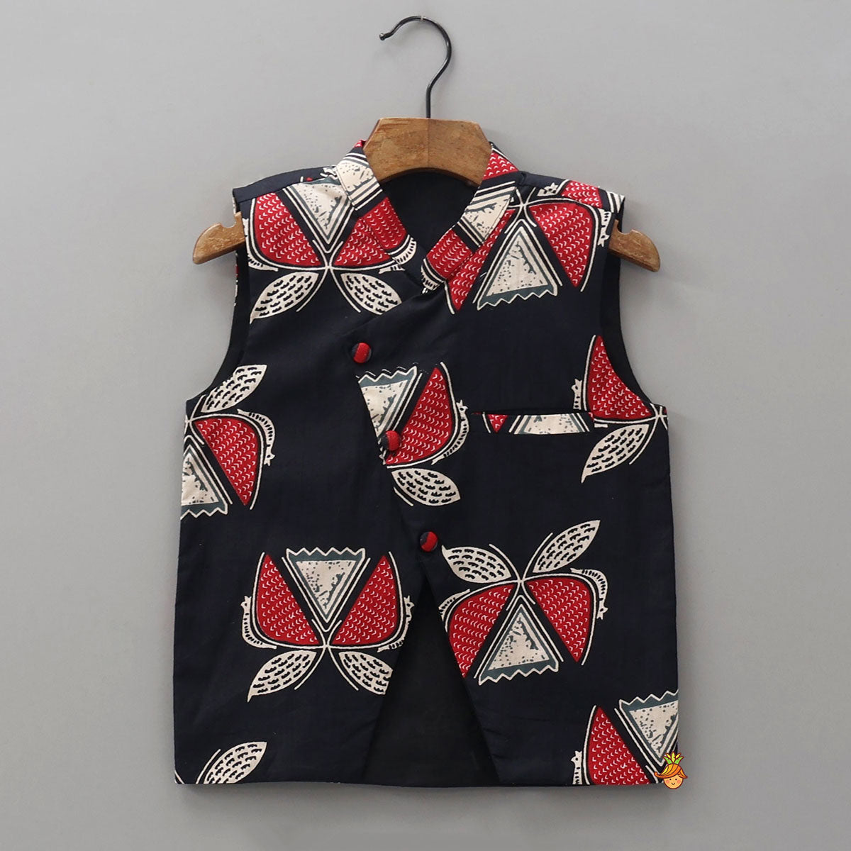 Vertical Striped Kurta With Printed Jacket And Pyjama