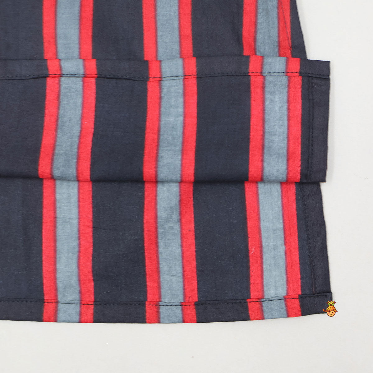 Vertical Striped Kurta With Printed Jacket And Pyjama