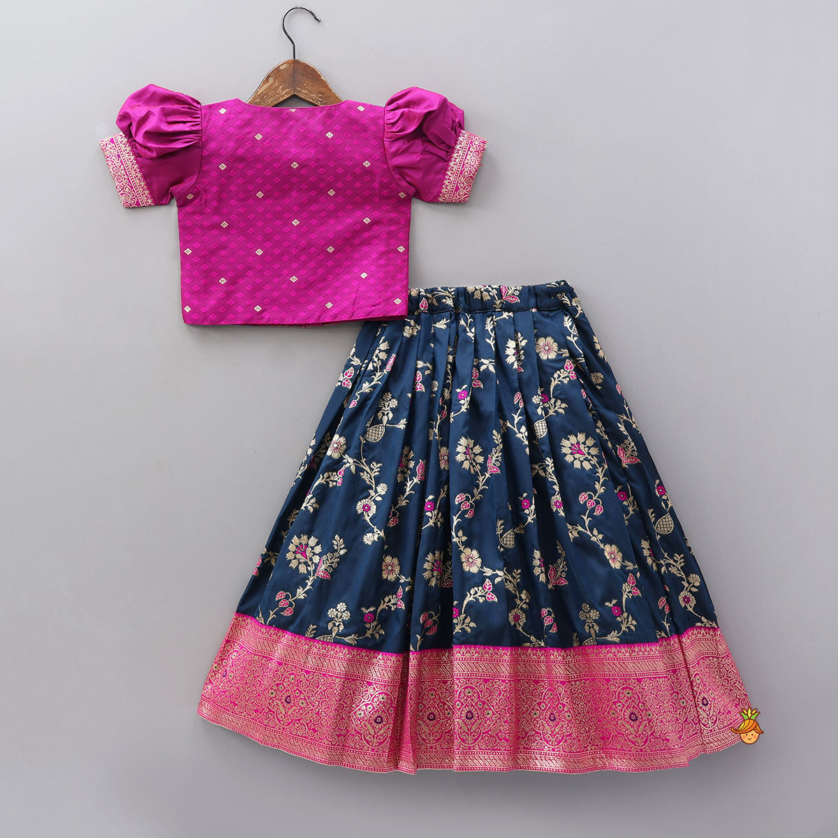 Puff Sleeves Top With Brocade Lehenga