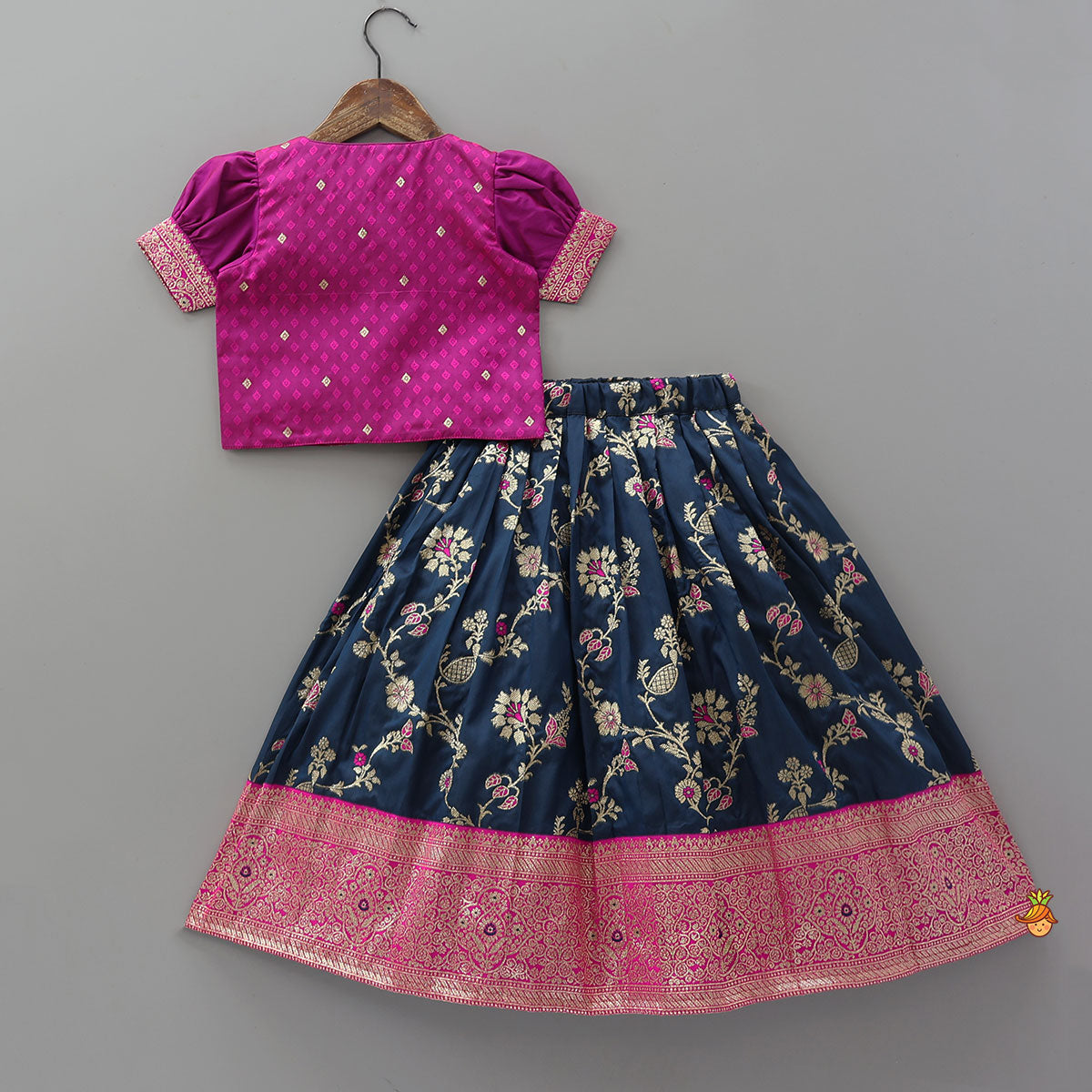 Puff Sleeves Top With Brocade Lehenga