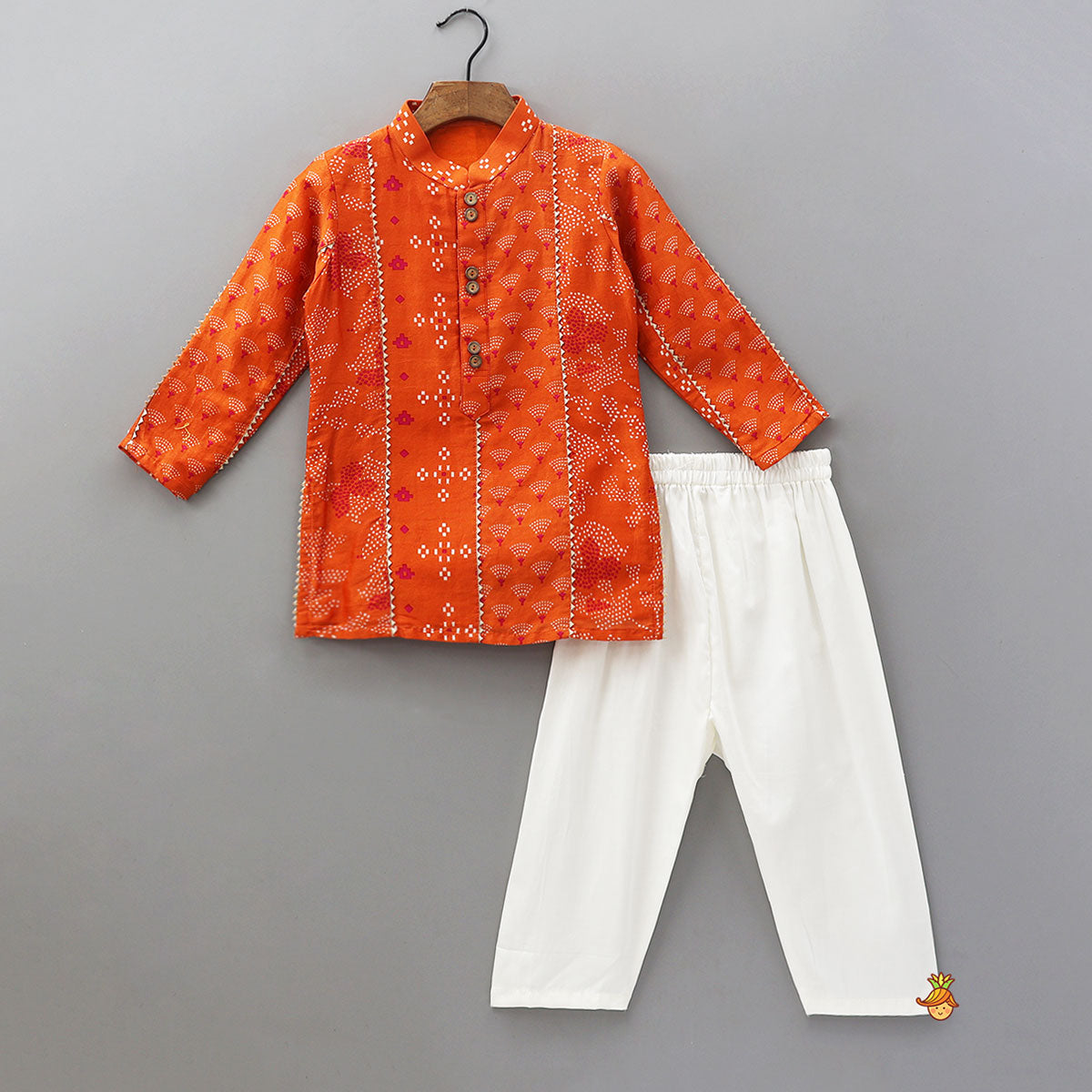 Front Placket Printed Ethnic Kurta And Pyjama
