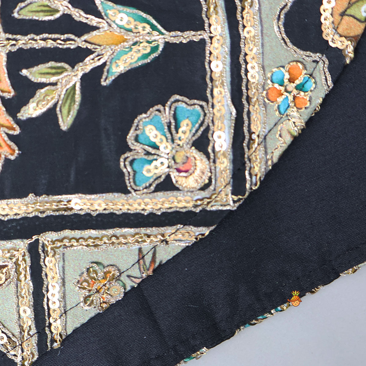 Ethnic Floral Printed And Embroidered Peplum Top With Lehenga