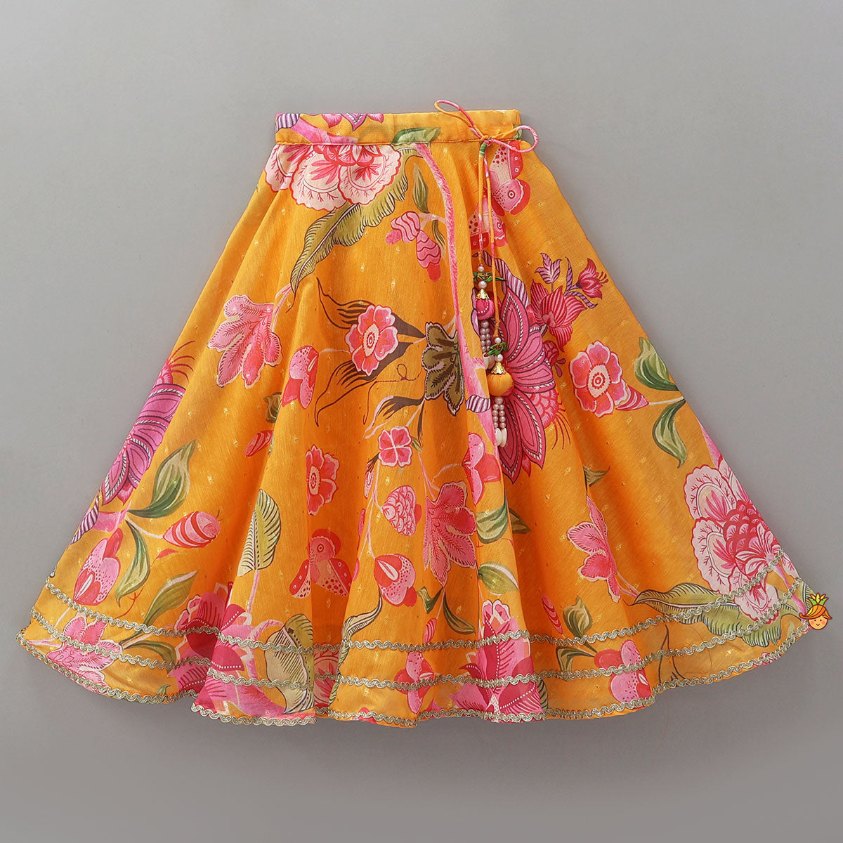 Floral Printed Halter Neck Crop Top And Lehenga