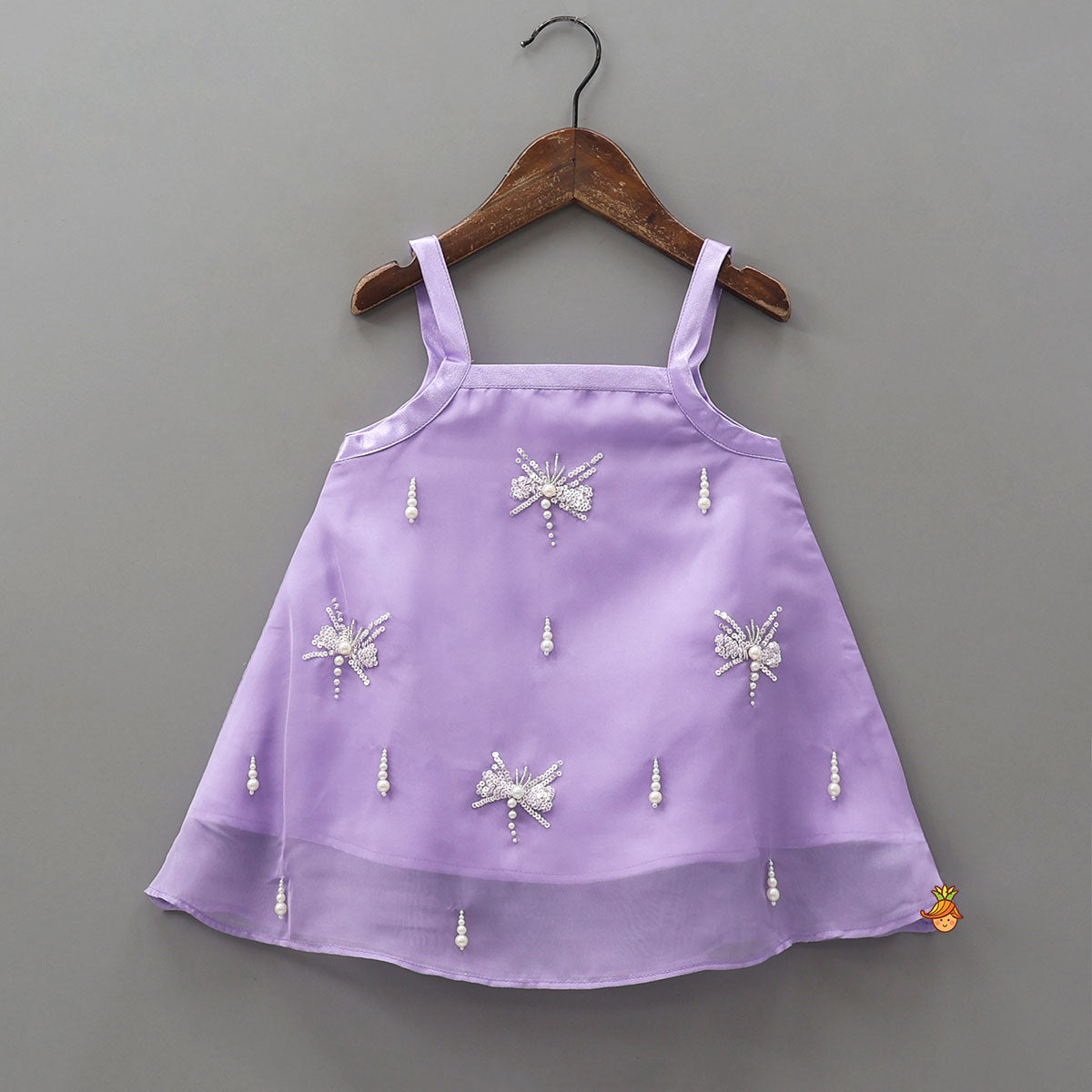 Sequin-Embellished Handcrafted Kurti And Layered Palazzo