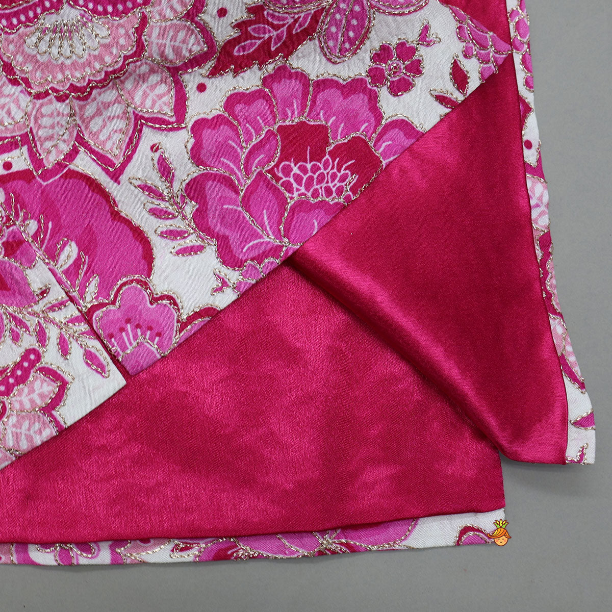 Ethnic Kurta With Adorable Floral Work Jacket And Pyjama