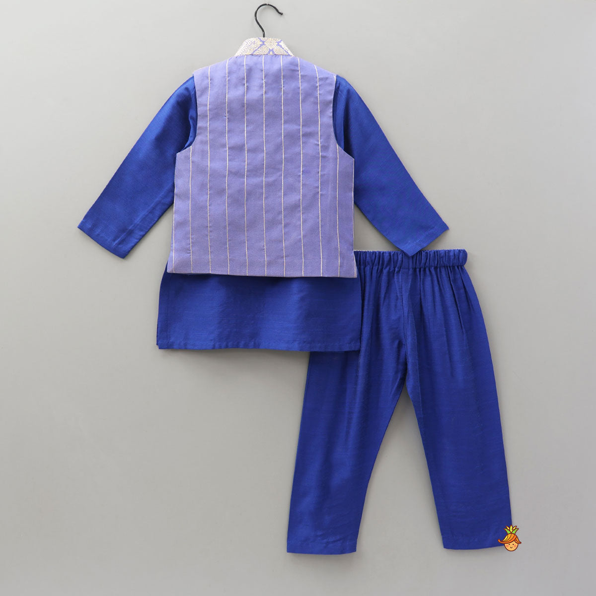 Ethnic Kurta With Brocade Jacket And Matching Pyjama