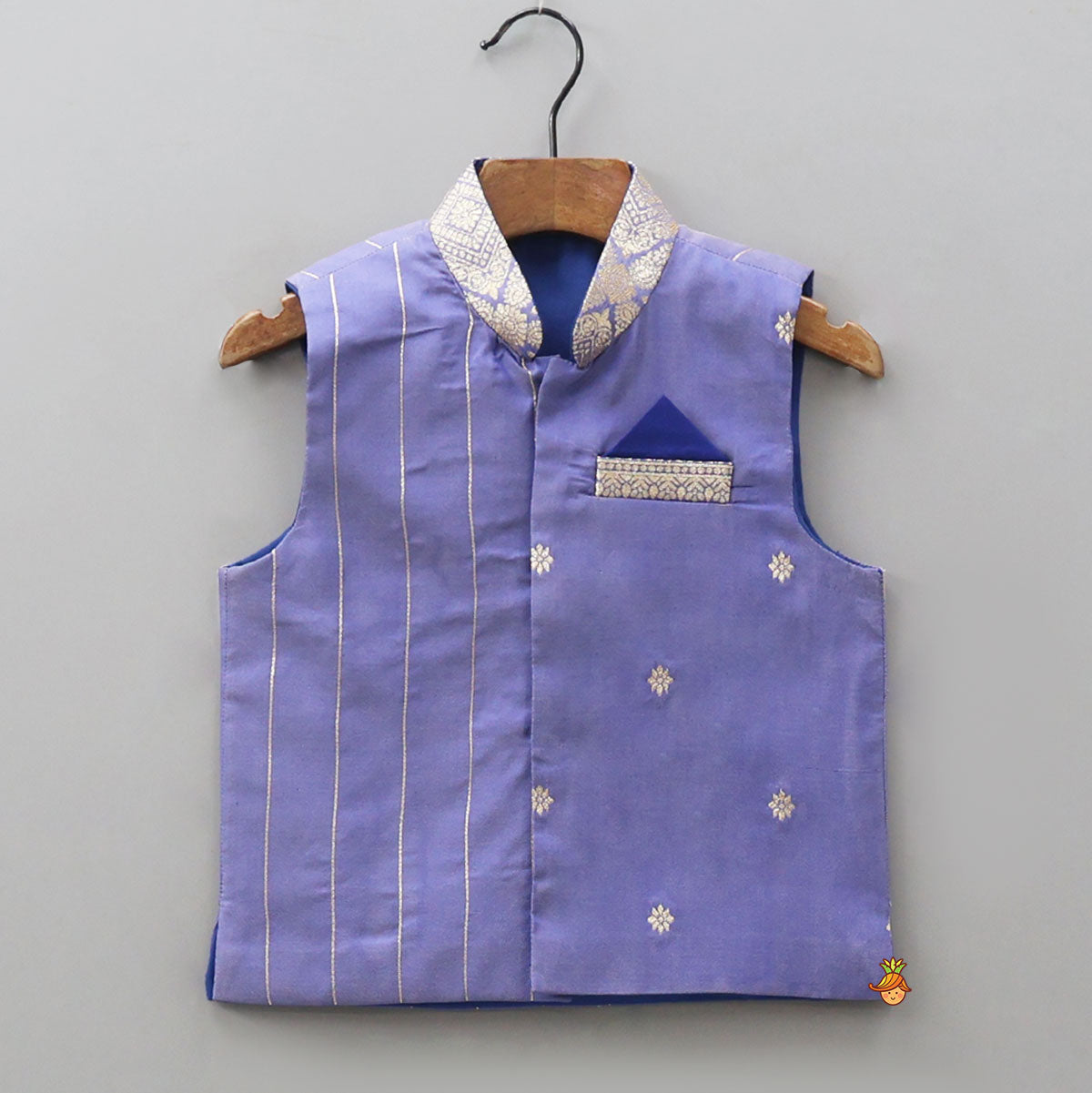 Ethnic Kurta With Brocade Jacket And Matching Pyjama