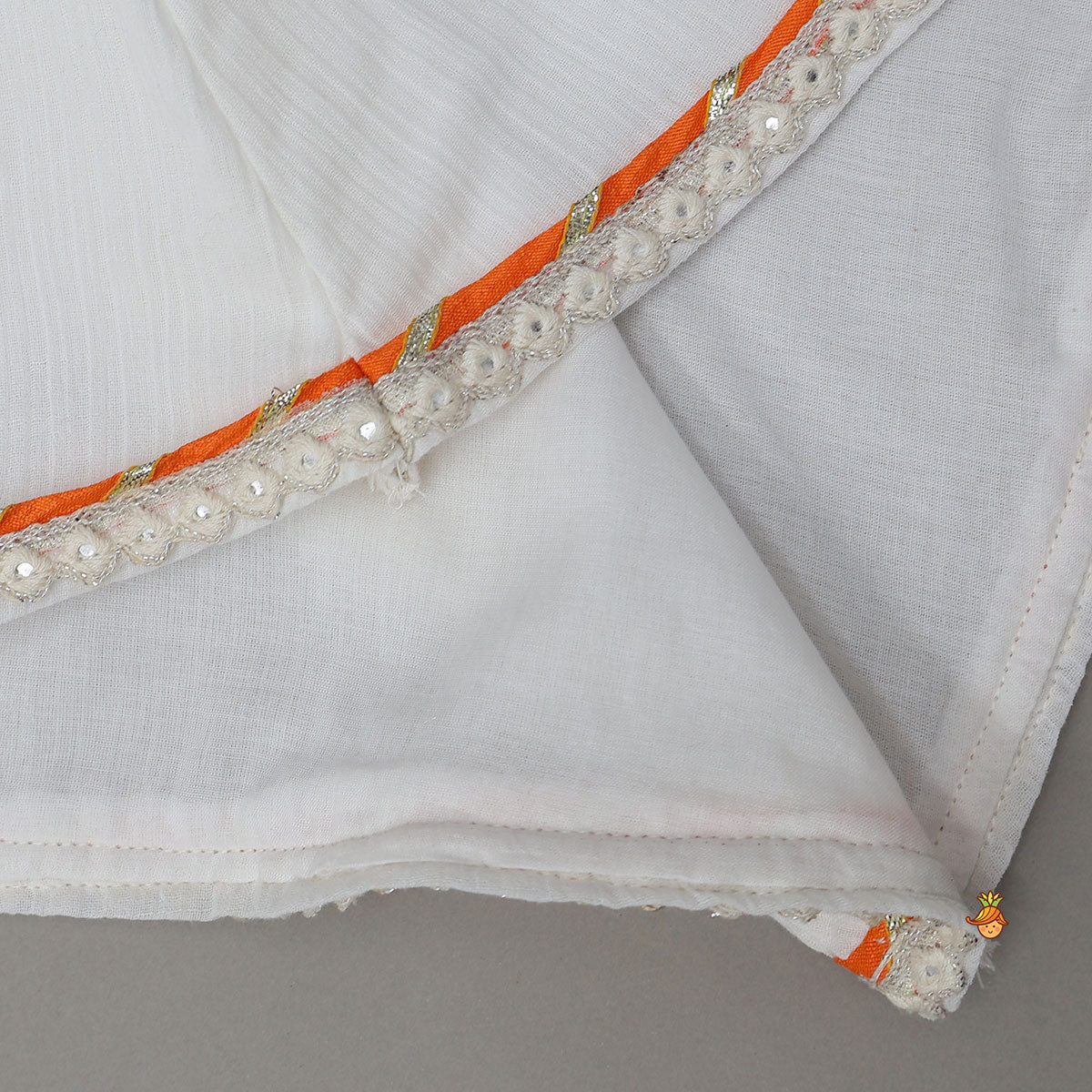 Colourful Pom Pom?Enhanced Top And Palazzo-Style Pant With Contrasting Dupatta