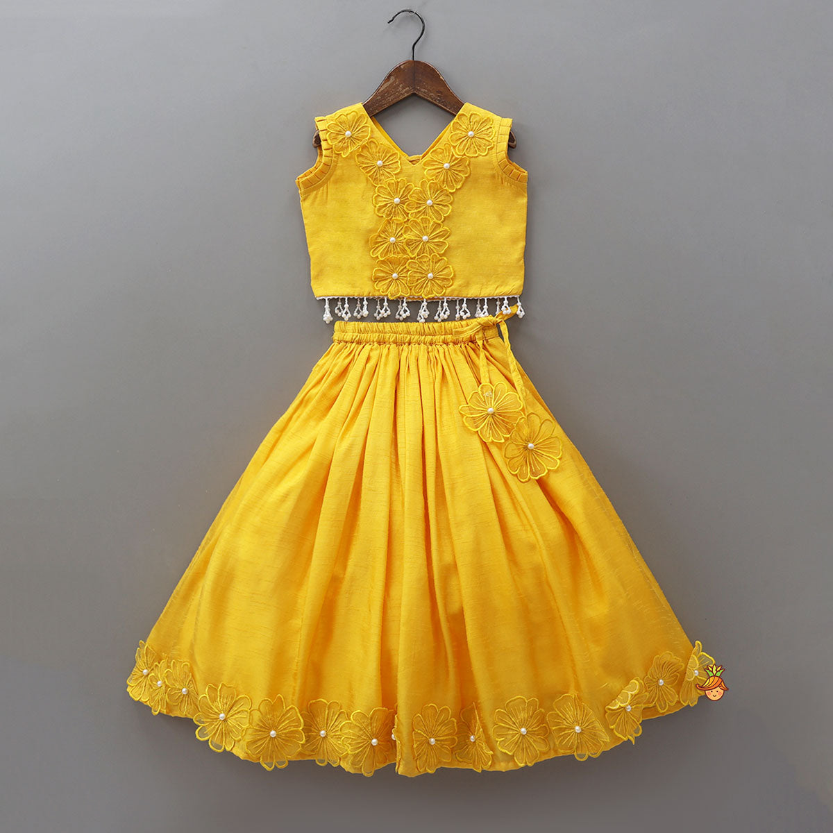 Floral Applique Work Top And Lehenga