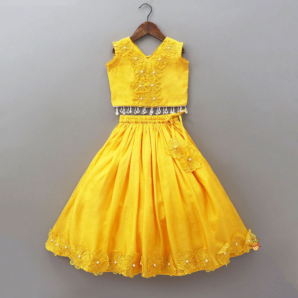 Floral Applique Work Top And Lehenga