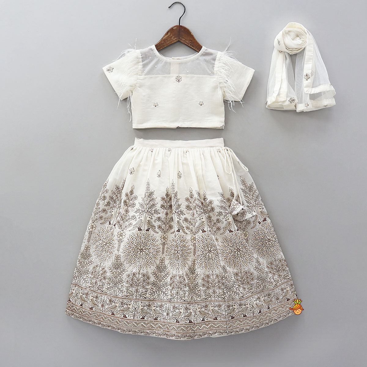 Round Neck Top And Beautifully Embroidered Lehenga With Net Dupatta