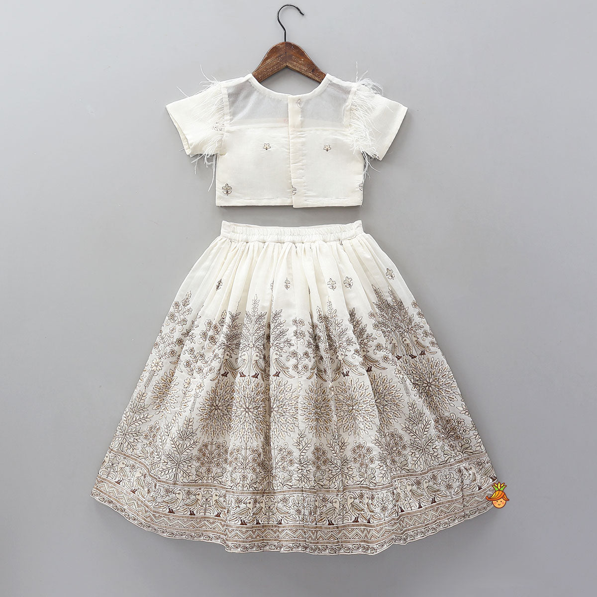 Round Neck Top And Beautifully Embroidered Lehenga With Net Dupatta