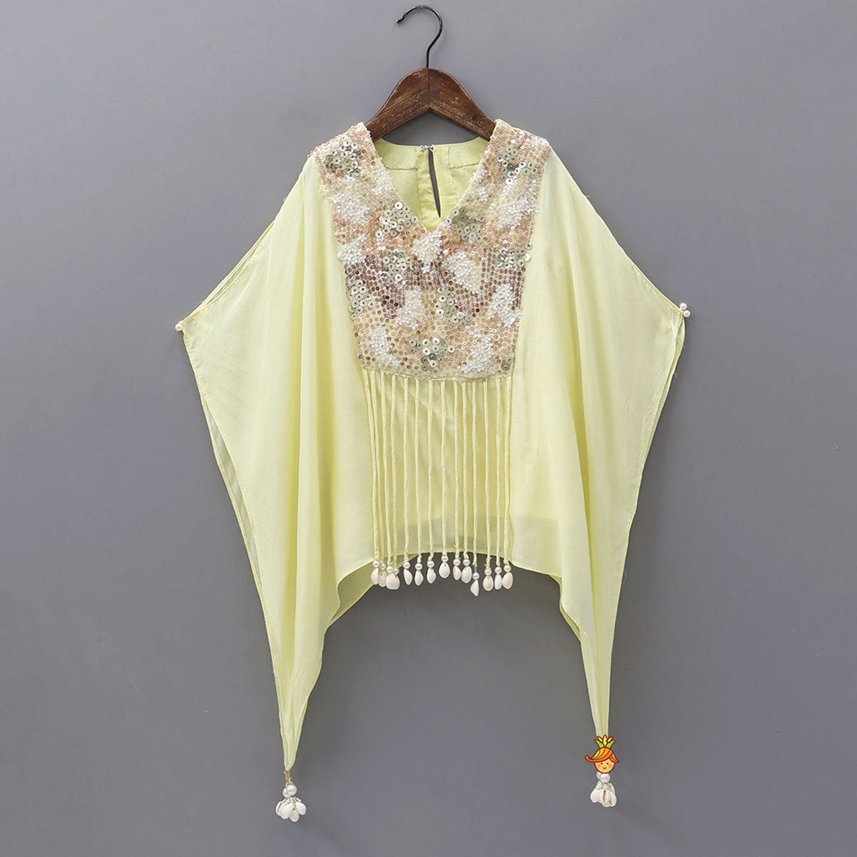 Yoke-Embroidered Kaftan Kurti And Pant