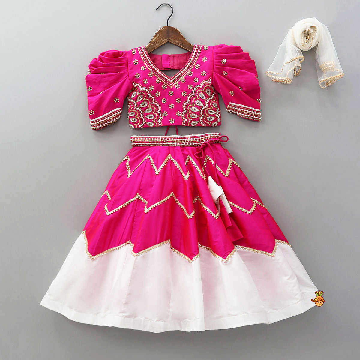 Stunning Embroidered Top With Stylish Lehenga And Dupatta