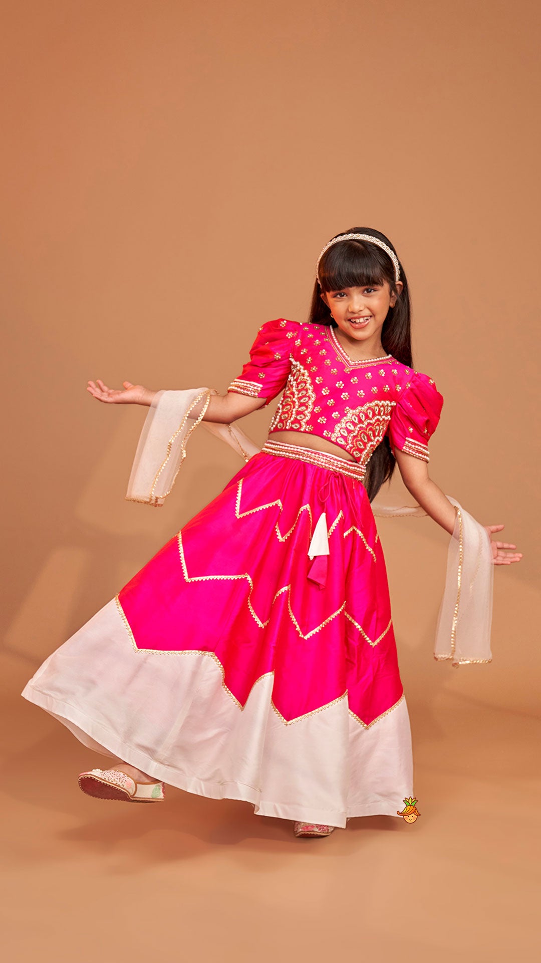 Stunning Embroidered Top With Stylish Lehenga And Dupatta