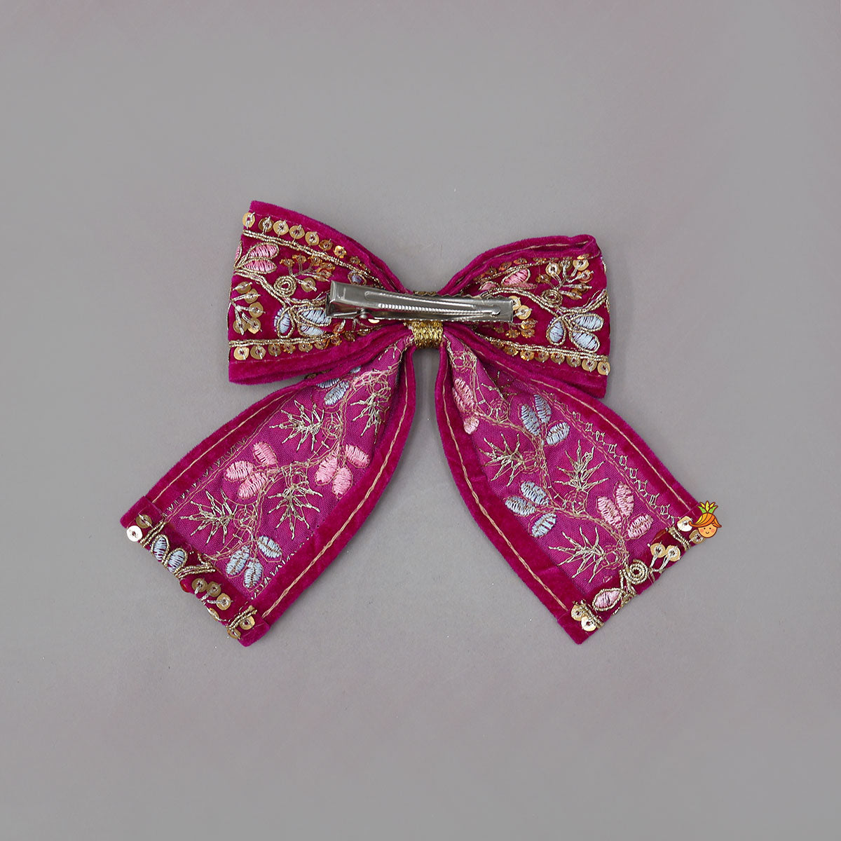 Intricate Embroidered Velvet Hair Clip