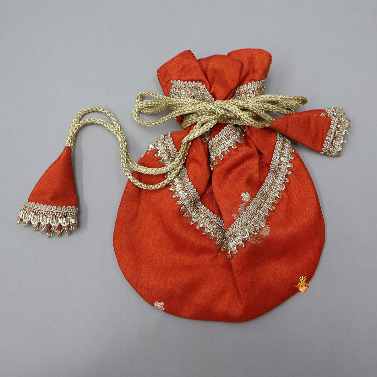 Beautiful Floral Motif Work Top And Lehenga With Matching Dupatta And Potli Bag