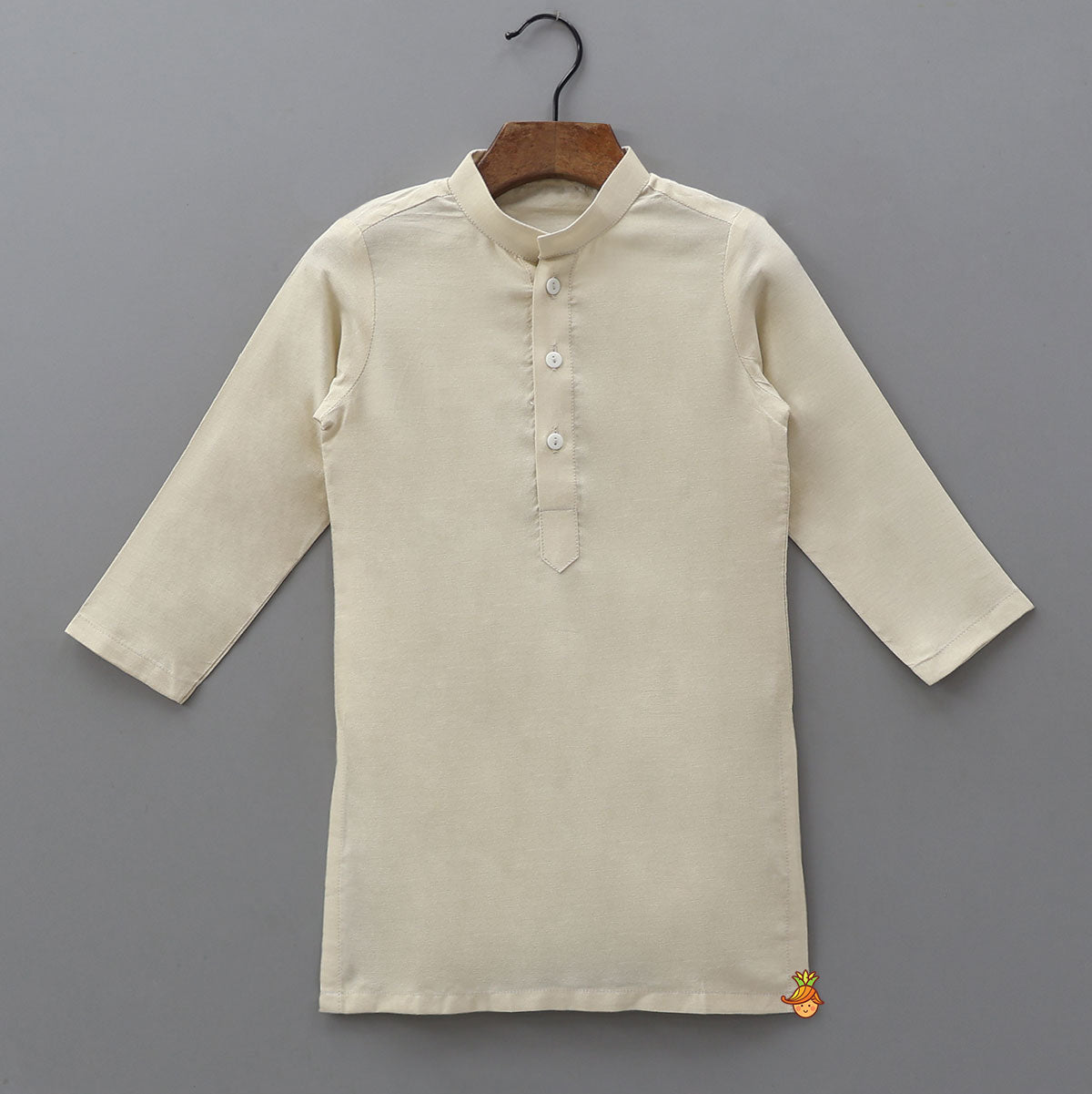 Kurta And Diagonal Button Detail Jacket With Pyjama