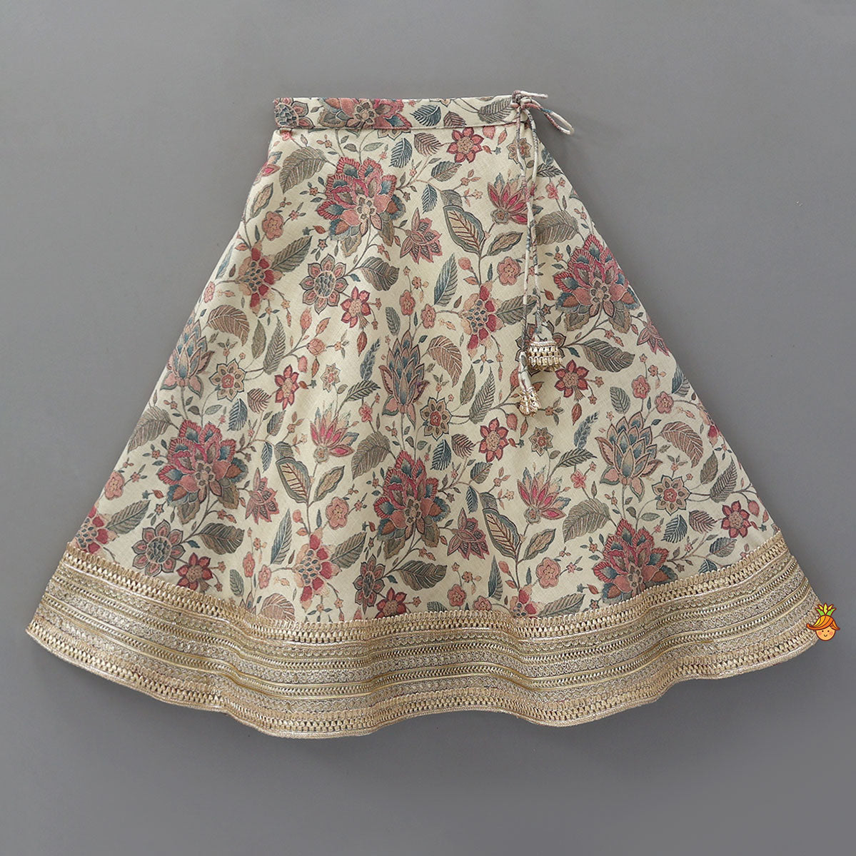 One-Shoulder Organza Layered Top And Lehenga