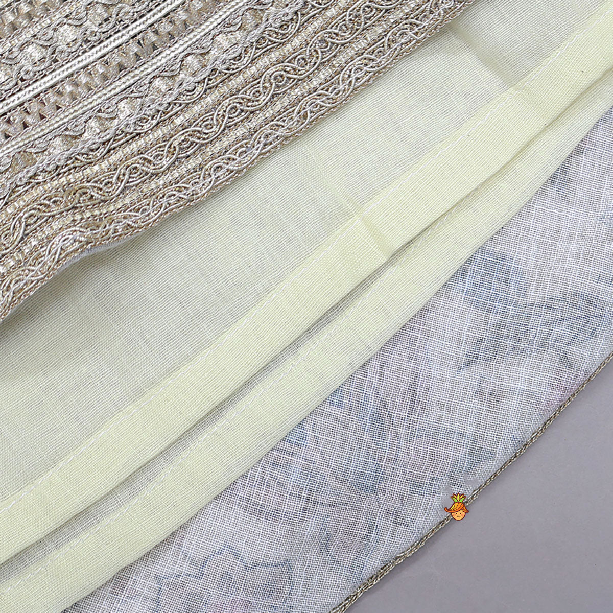 One-Shoulder Organza Layered Top And Lehenga