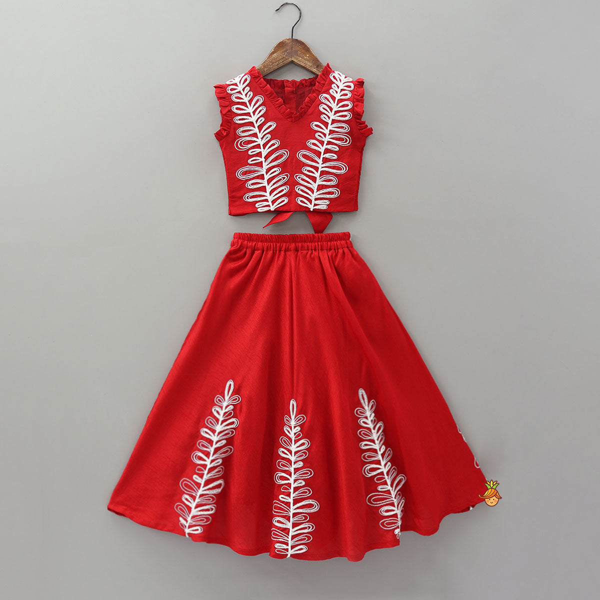 Frills Enhanced Crop Top And Lehenga