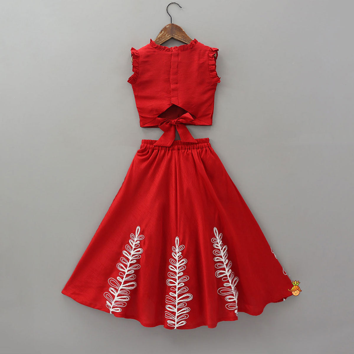 Frills Enhanced Crop Top And Lehenga