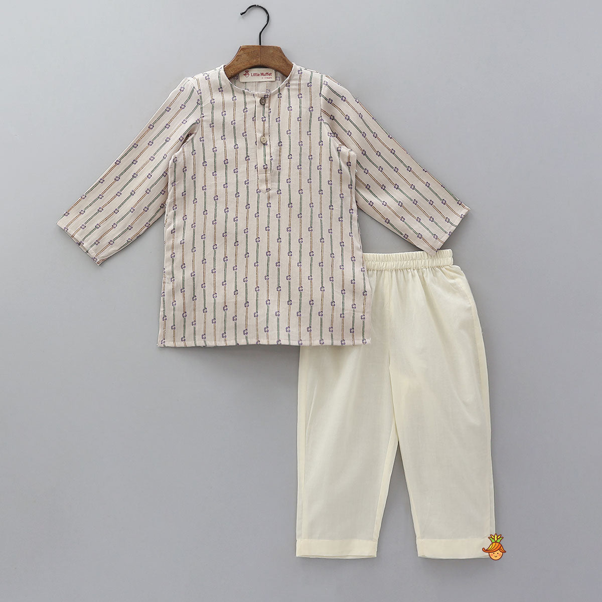 Pocket Detail Kurta With Matching Jacket And Pyjama