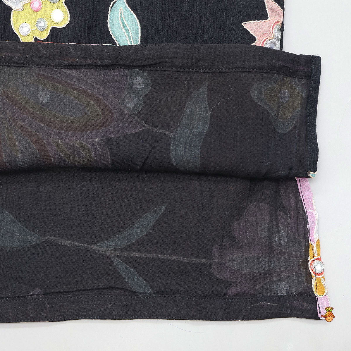 Stylish Floral Kurta With Patch Pocket Detail And Pyjama