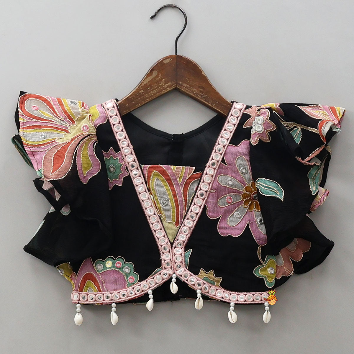 Floral Printed And Embroidered Top With Matching Lehenga And Organza Dupatta