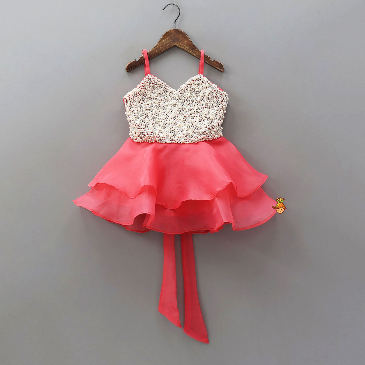 Heavy Yoke-Embroidered Strappy Shimmery Top And Palazzo